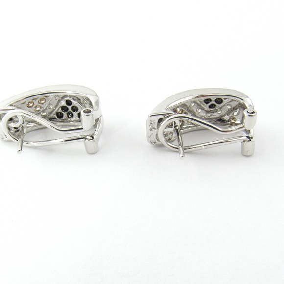 Vintage 14 Karat White Gold Black and White Diamond Earrings #4830 - Picture 7 of 9